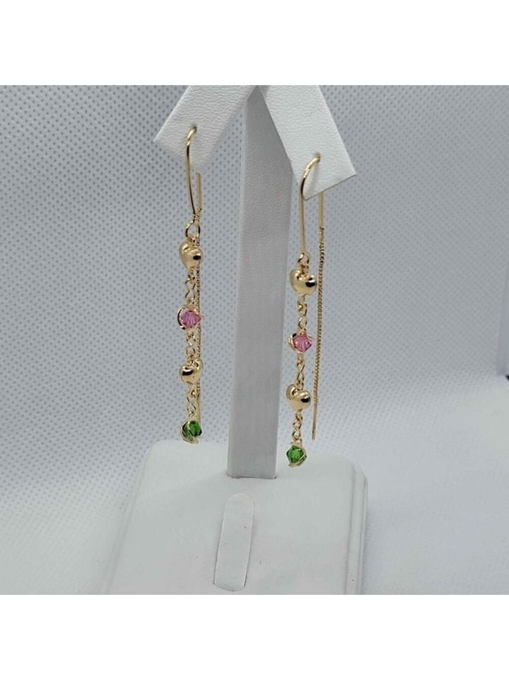 Brand New Brazilian 18k Gold Filled Dangle Heart Earrings